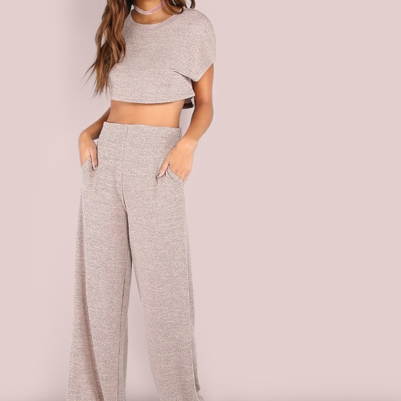 wide leg cropped lounge pants